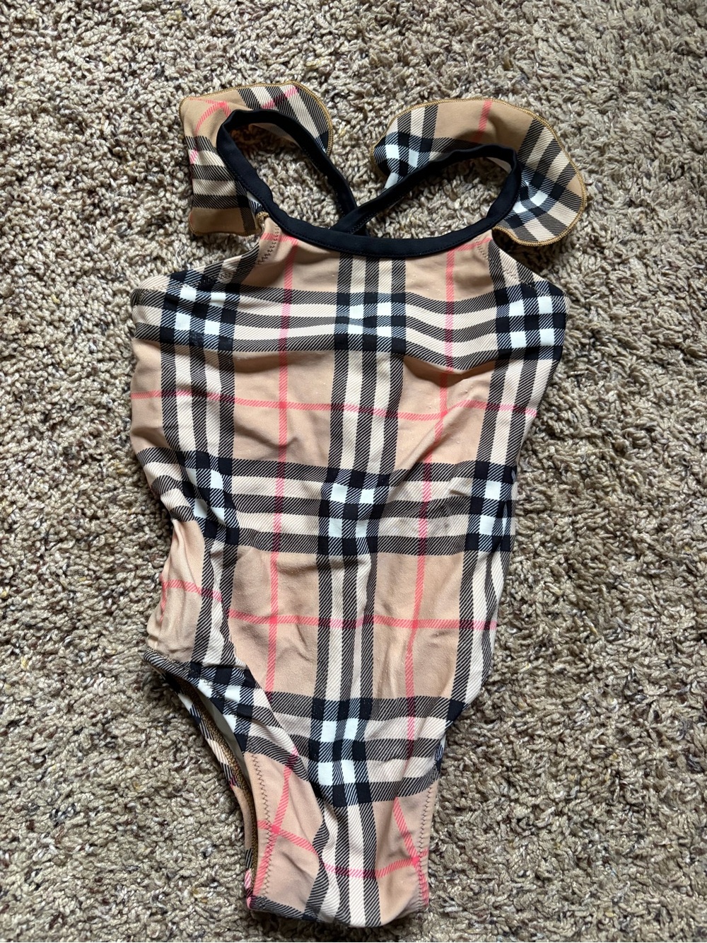 Burberry Beige Plaid Girls One-Piece Swimsuit